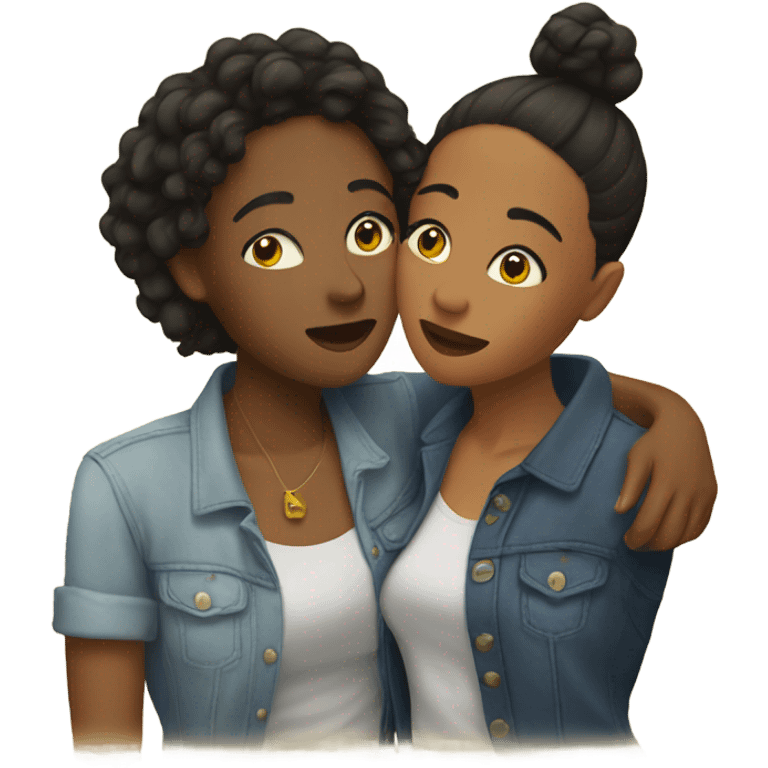 mixed lesbian couple kissing emoji