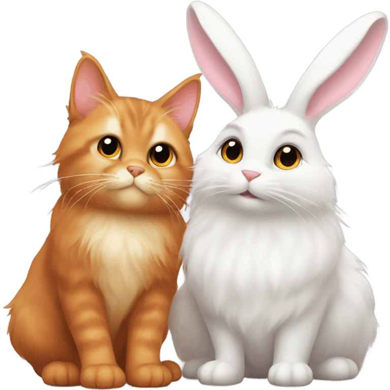 Cat and bunny together  emoji