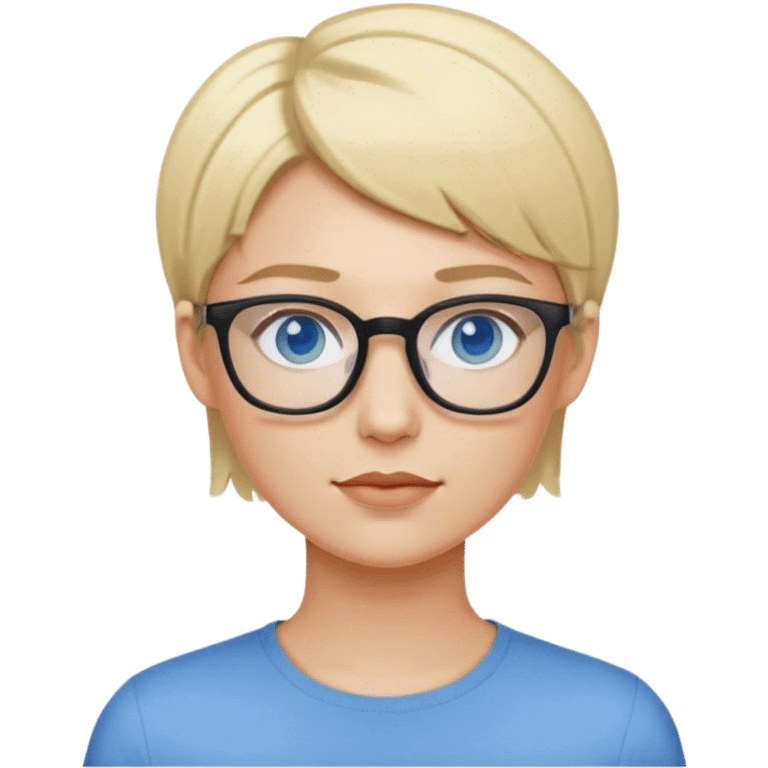 blonde designer with glasses and short blonde hair blue eyes emoji