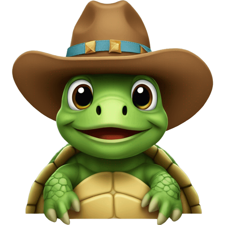 Turtle wearing cowboy hat emoji