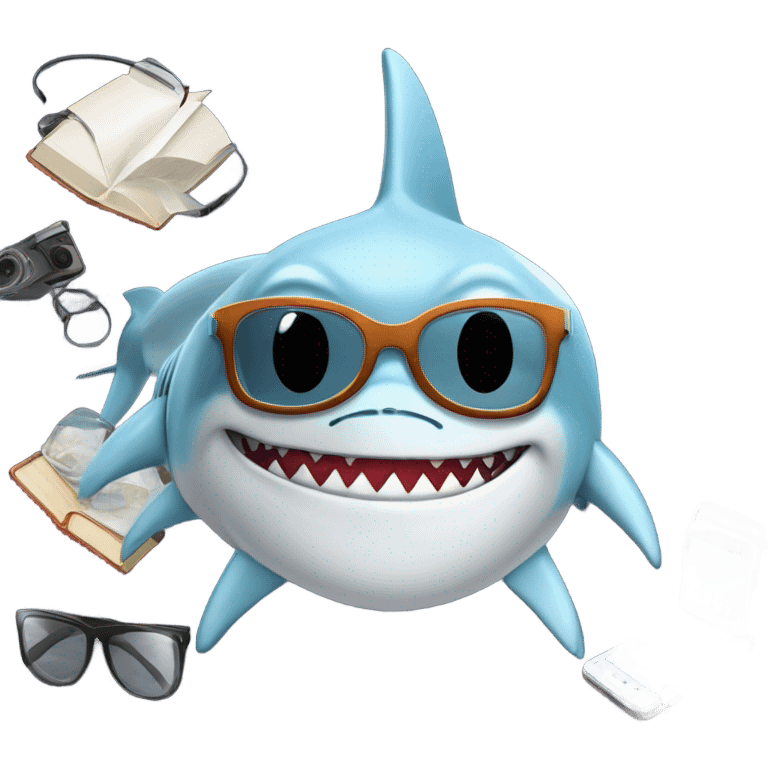 Nerdy shark emoji