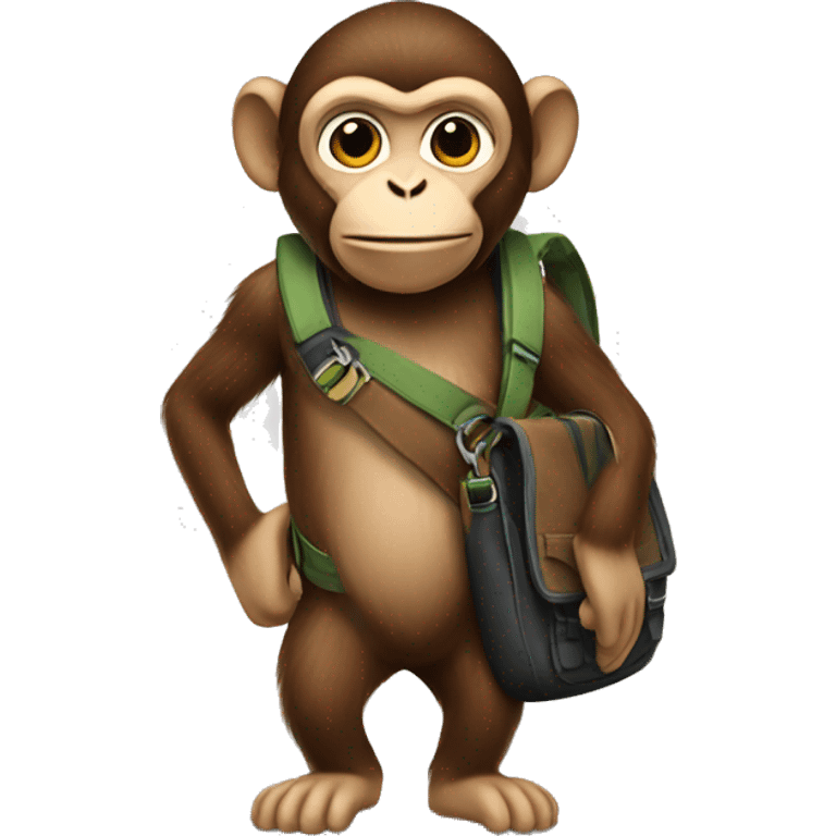 A monkey wearing a messenger bag emoji