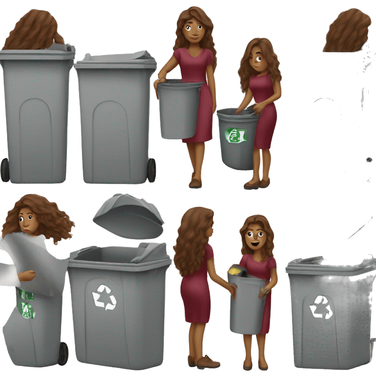 Beautiful burgundy long haired woman taking out the trash emoji