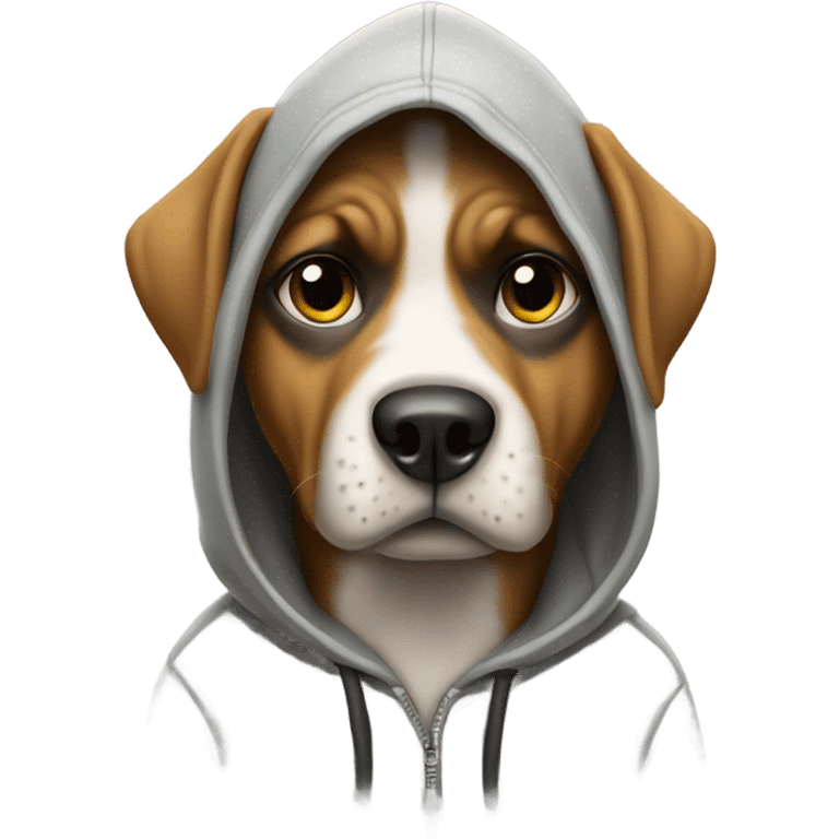 Dog wearing a hoodie and holding a gun emoji