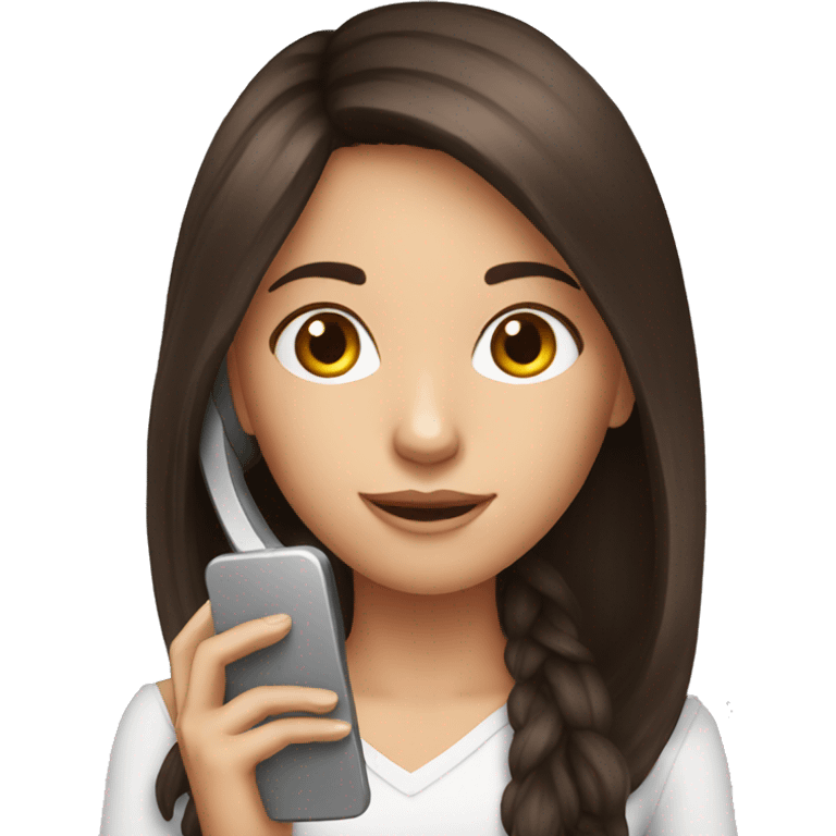 brunette girl with phone emoji