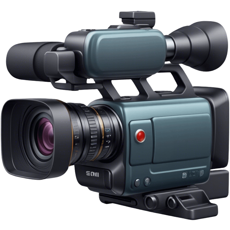 Create an emoji for video recording. Show a video camera with single lens, symbolizing the act of filming. Use modern, professional colors. Do not include any emojis or smiley faces. Make the background transparent. emoji