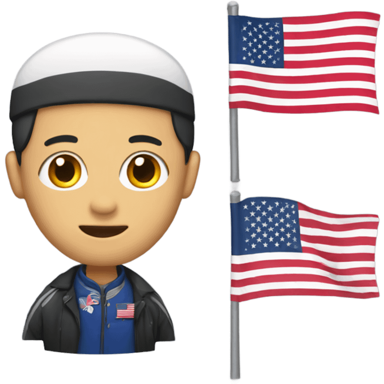 Chinese hoy wearing a usa flag  emoji