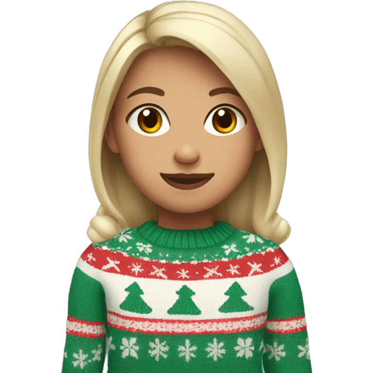 Girl in Christmas sweater emoji