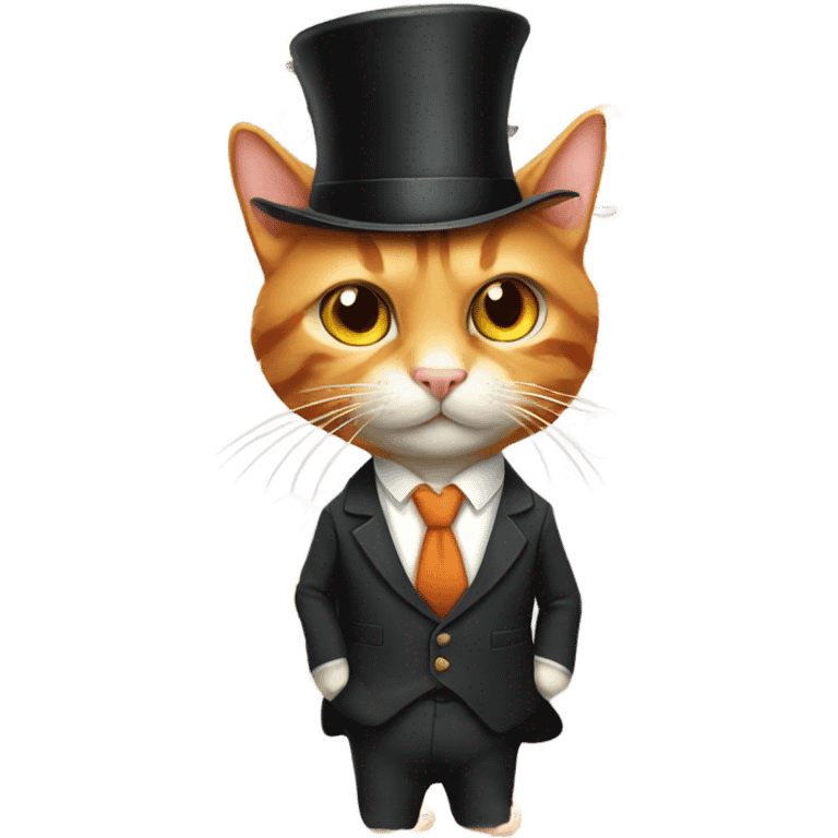 An Orange Tabby Cat In A Suit And Tophat emoji