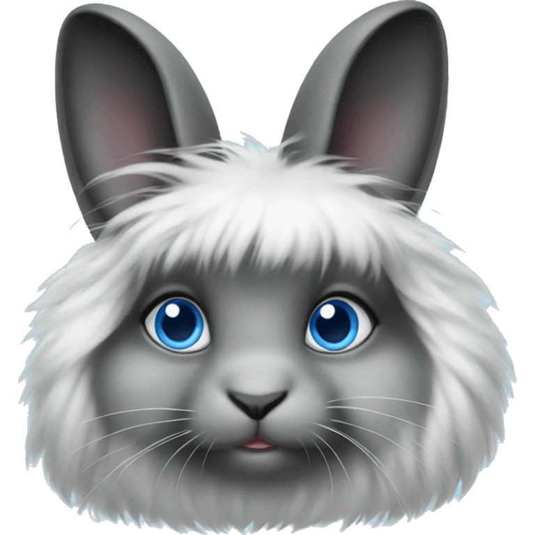 Black and white angora rabbit blue eyes  emoji