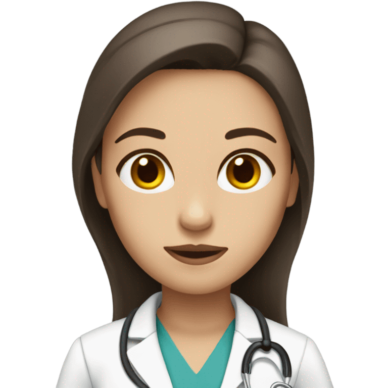 Female doctor long straight brown hair amber eyes and pink lips  emoji