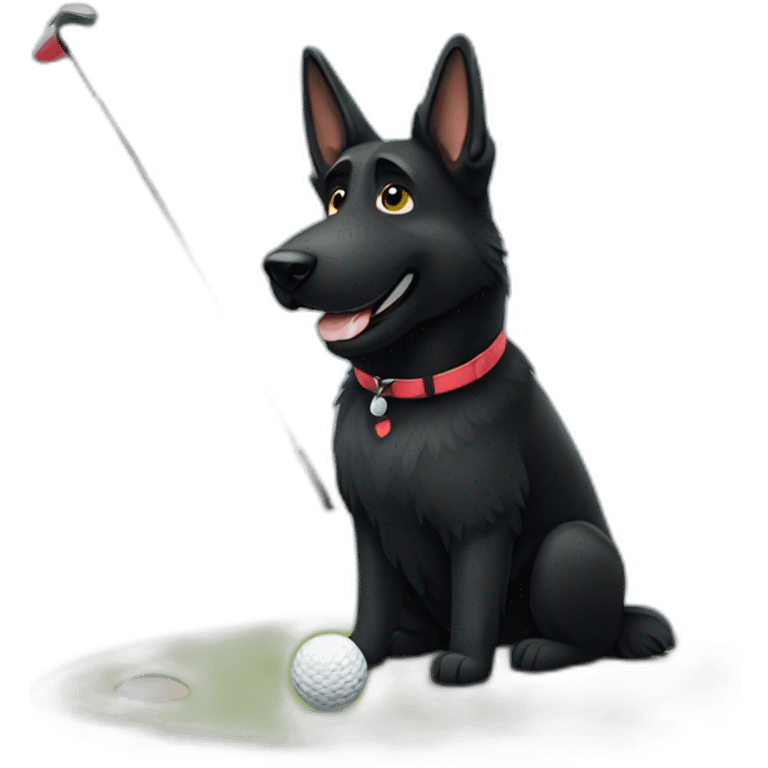 Black German shepherd golfing emoji