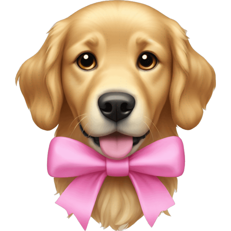 dog golden retriever with a pink bow emoji