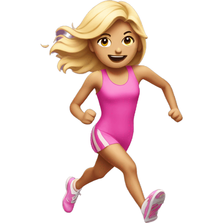 blondie girl running in a pink Costume emoji