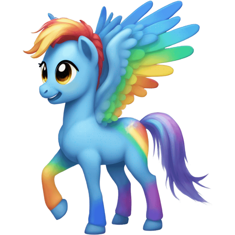 Pony with rainbow hair and blue skin with wings emoji