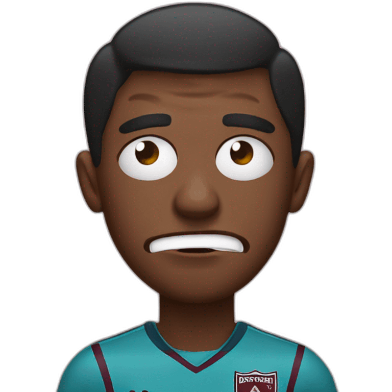 West ham fan crying in shirt with tears down face emoji