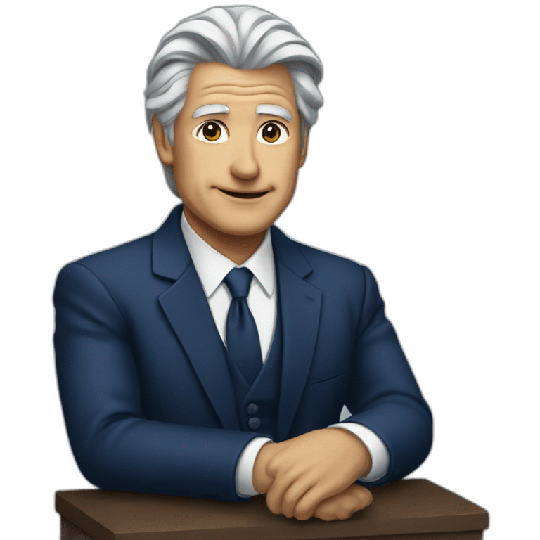 grey haire president in navy blue suit emoji