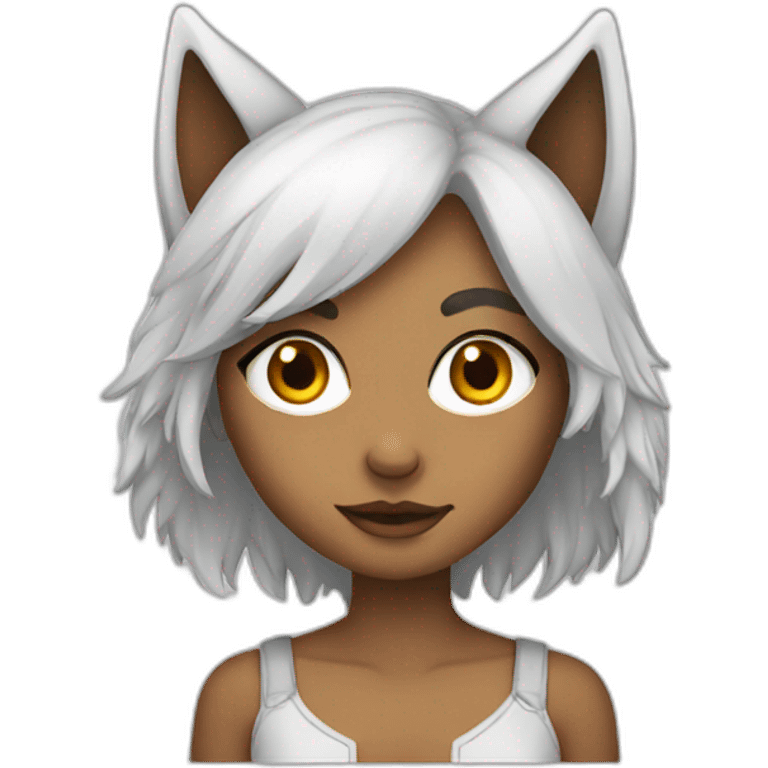 Wolf girl white emoji