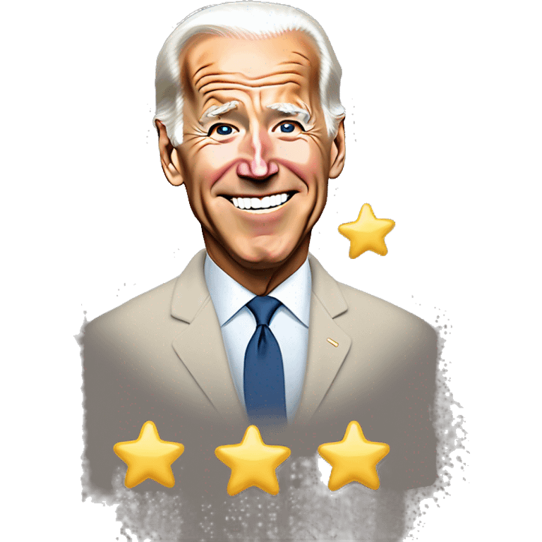 Joe Biden wearing an oversized sweatshirt that has printed on it, “I answered all the questions”.   There is a gold star above and to the right of the words sand underneath it are the words , “ good job” in cursive font.  emoji