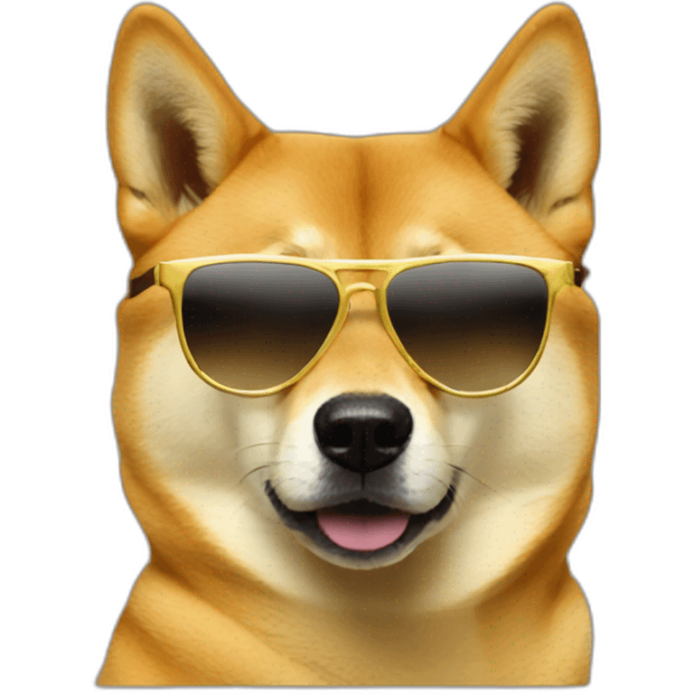 Dogecoin but the doge wears sunglasses emoji