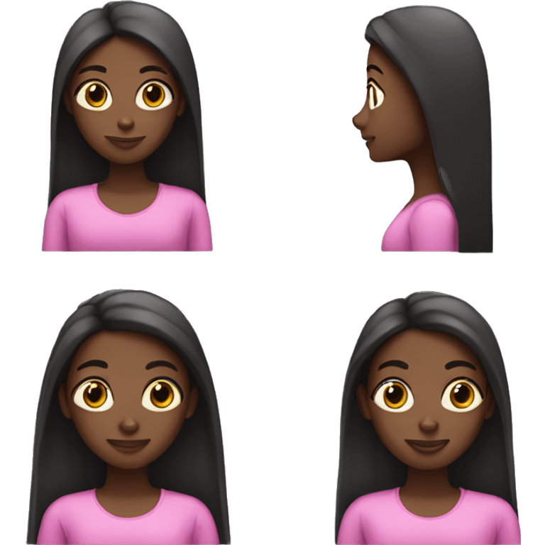 dark skinned girl with long straight hair pink Pilates princess emoji