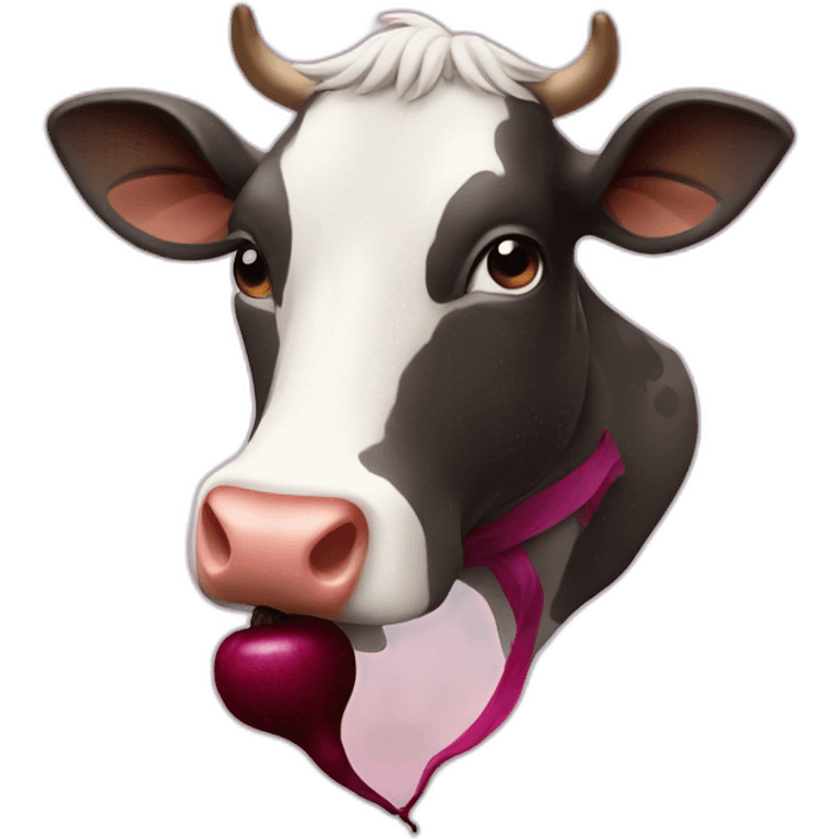 a cow is chewing a beet emoji