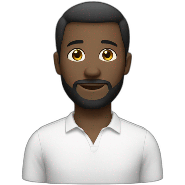 dark-skinned man in white shirt with small beard and short hair emoji