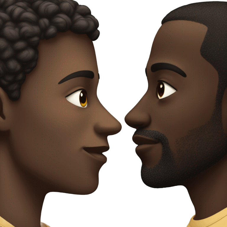 Fair and black gay kiss emoji