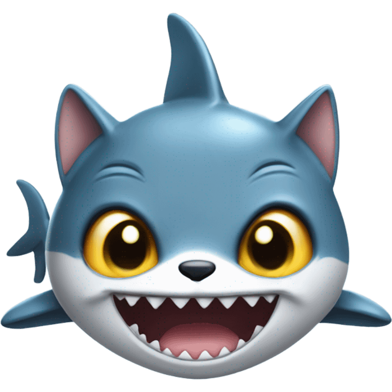 Adorable big eyed cat in shark costume   emoji