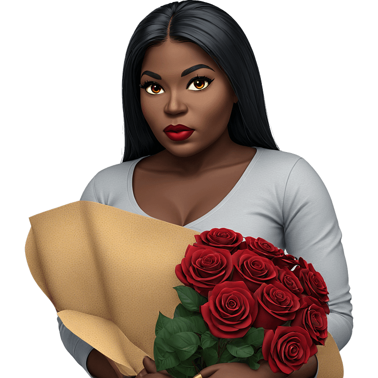 dark beauty with red roses emoji