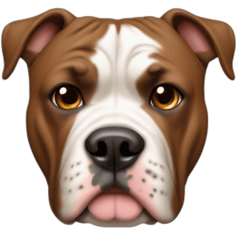 all brown american bulldog dog with cropped ears emoji