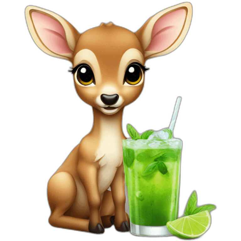 baby deer drinking mojito emoji