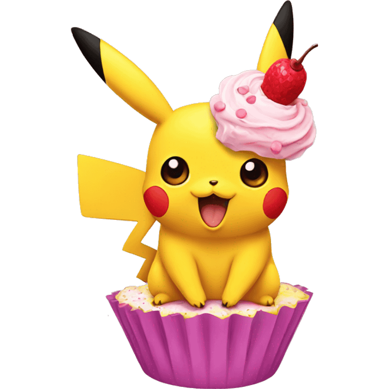 pikachu eating cupcake emoji