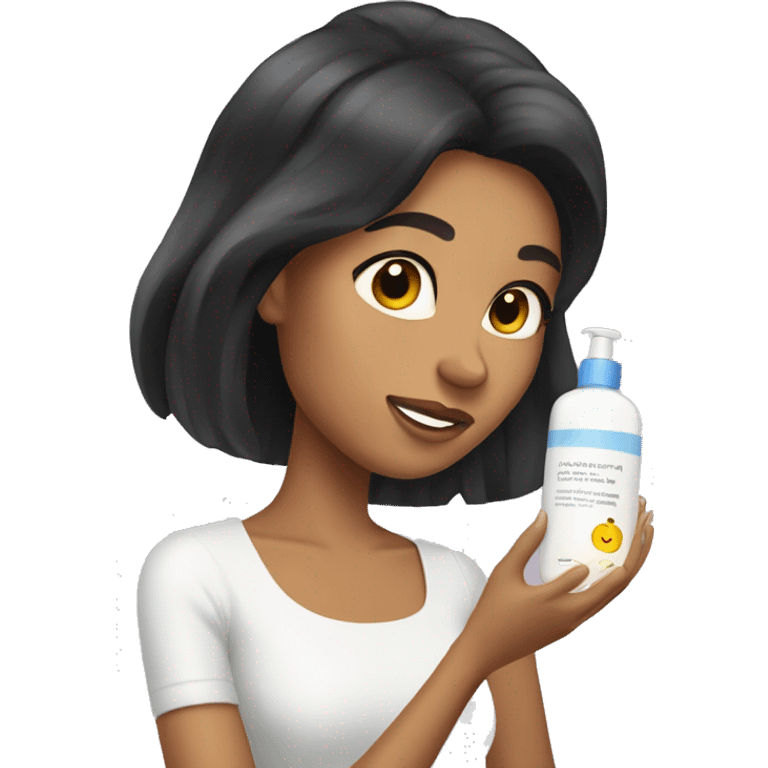 Female with Long Black hair tan skin doing her skin care  emoji