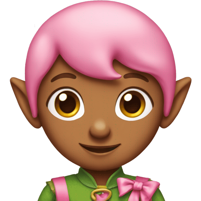 elf with a pink outfit and pink bow emoji