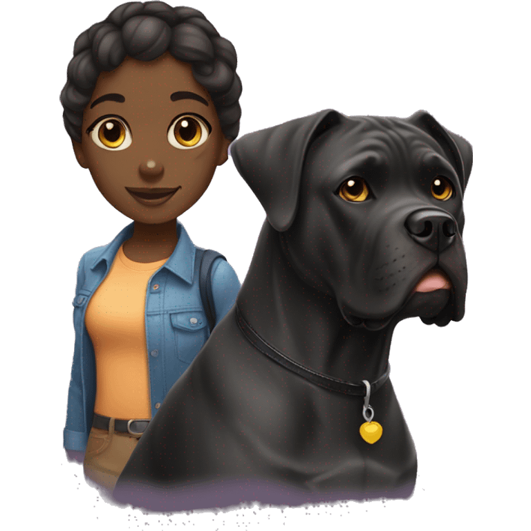 Black girl and cane corso emoji