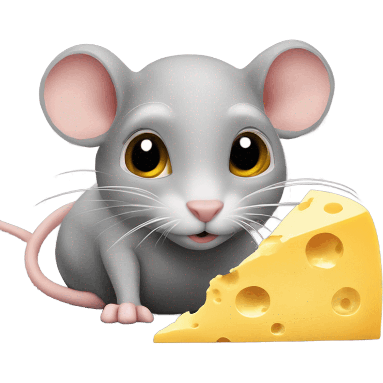 A rat eating cheese while a cat is watching  emoji