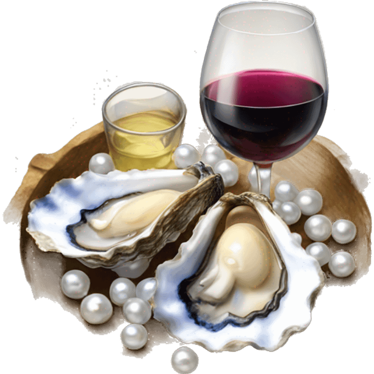 2 oysters with pearls and wine emoji