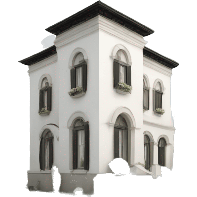 White Italian villa with black details emoji