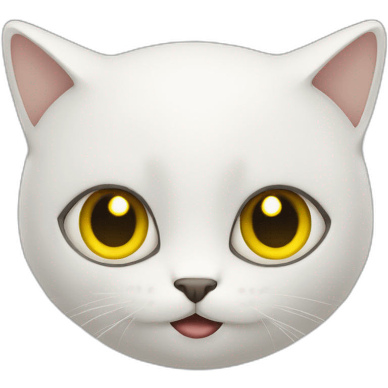 Chat blanc avec des yeux jaunes emoji