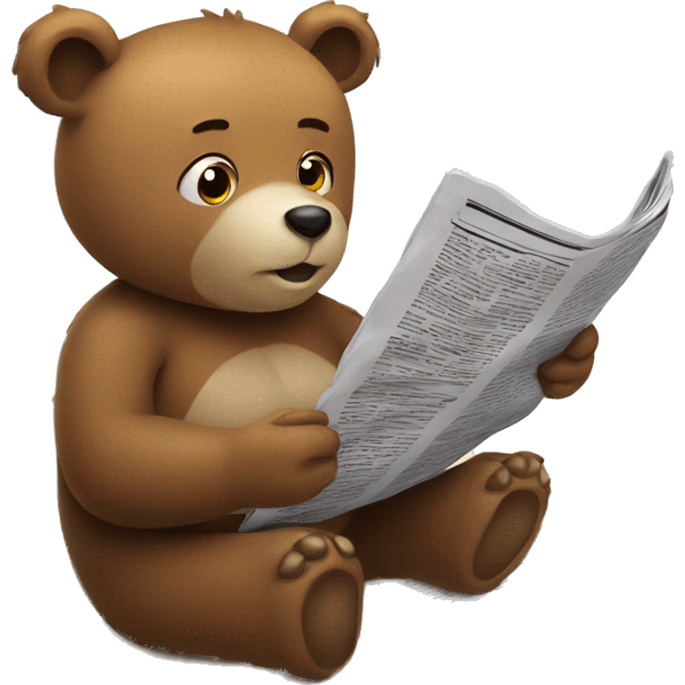 Bear lying on white sandy beach reading a newspaper emoji