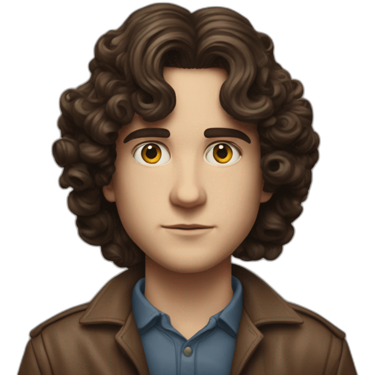 Joseph Quinn Eddie Munson  with dark curled long hair stranger things emoji