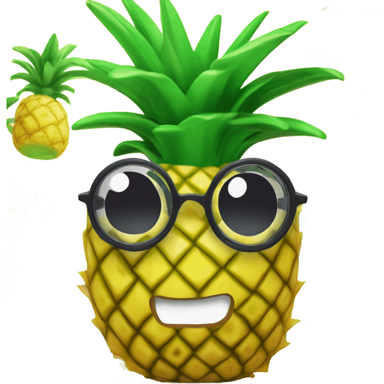 3D one pineapple  👱‍♀️🍍 with big shiny eyes 👀 The pineapple cute embarrassed ☺️ emoji