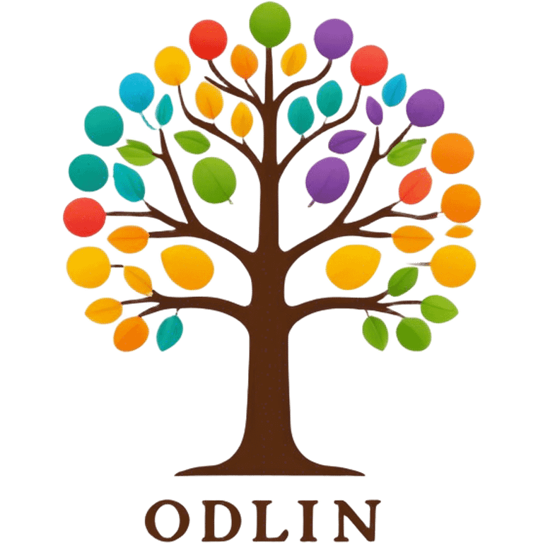 family genealogy logo using the name Odlin and multiple colors. emoji