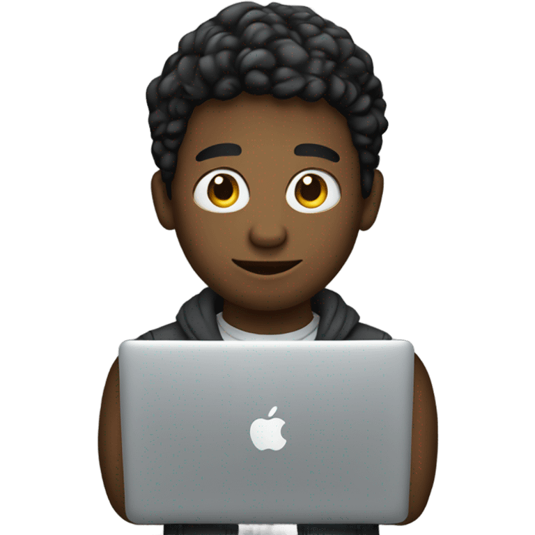 a young man with macbook emoji