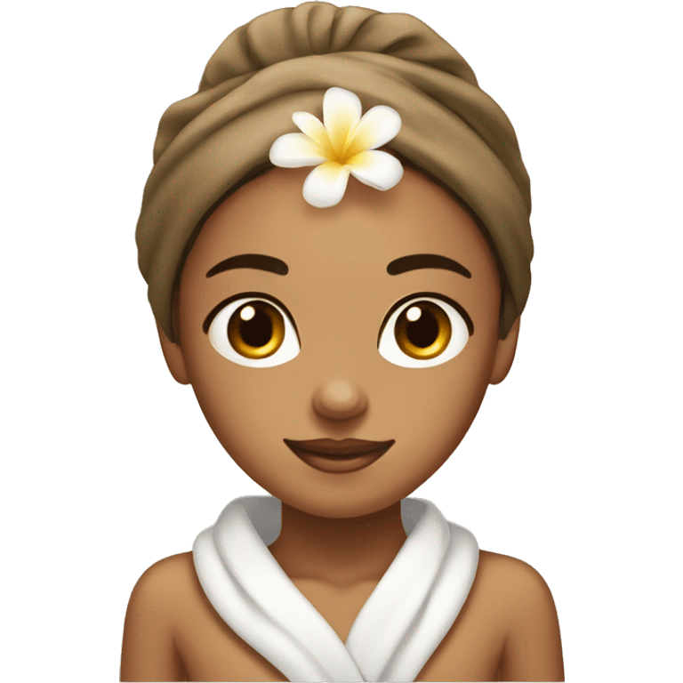 Tan pretty girl in towel for spa emoji