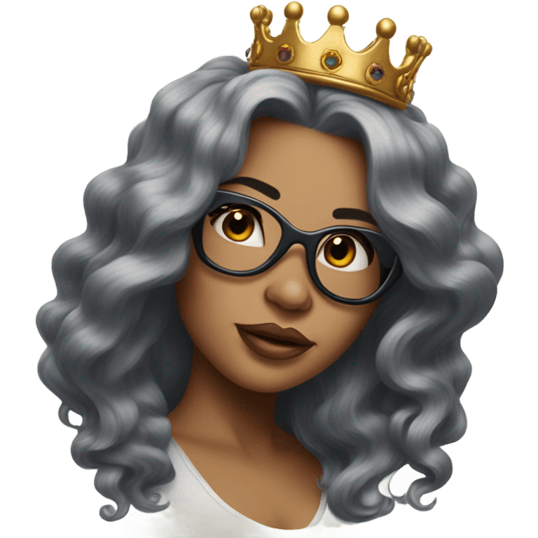 Pinupx long length hair and a crown and tattoos and glasses emoji