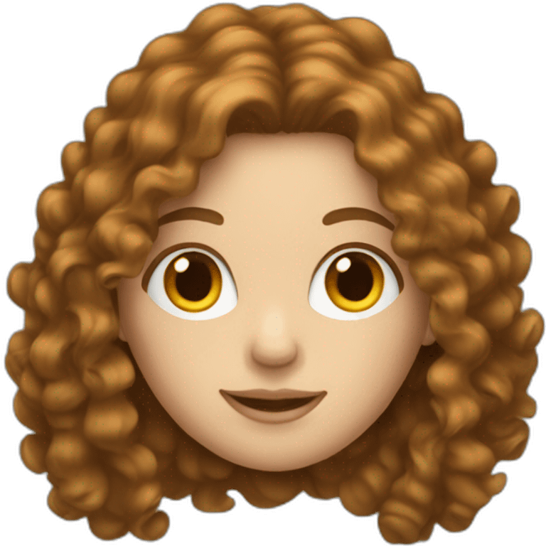 white woman with long brown curly hair emoji