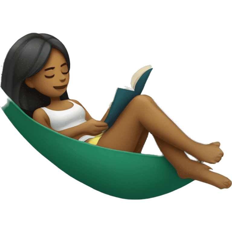 girl laying down and reading in a hammock  emoji