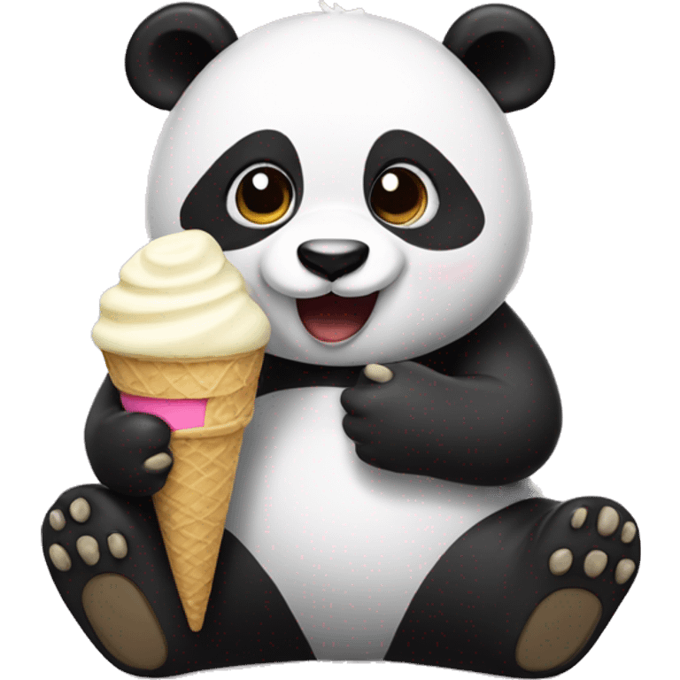 Panda eating ice cream emoji